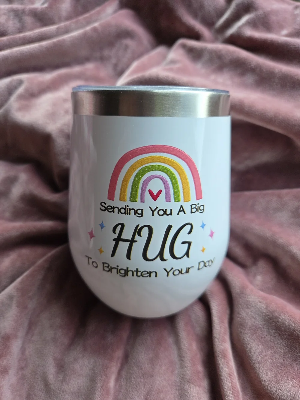 Sending You a Big Hug to Brighten Your Day Cup with Lid NEW!!! - Wine Coffee Tea